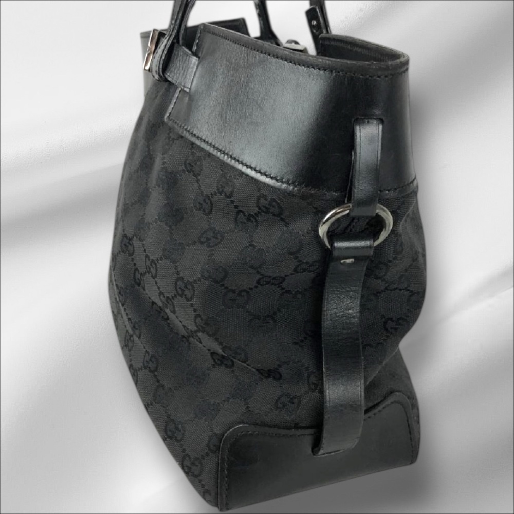 Gucci Black GG Supreme Canvas Leather Trim Large Tote - Picture 3 of 15